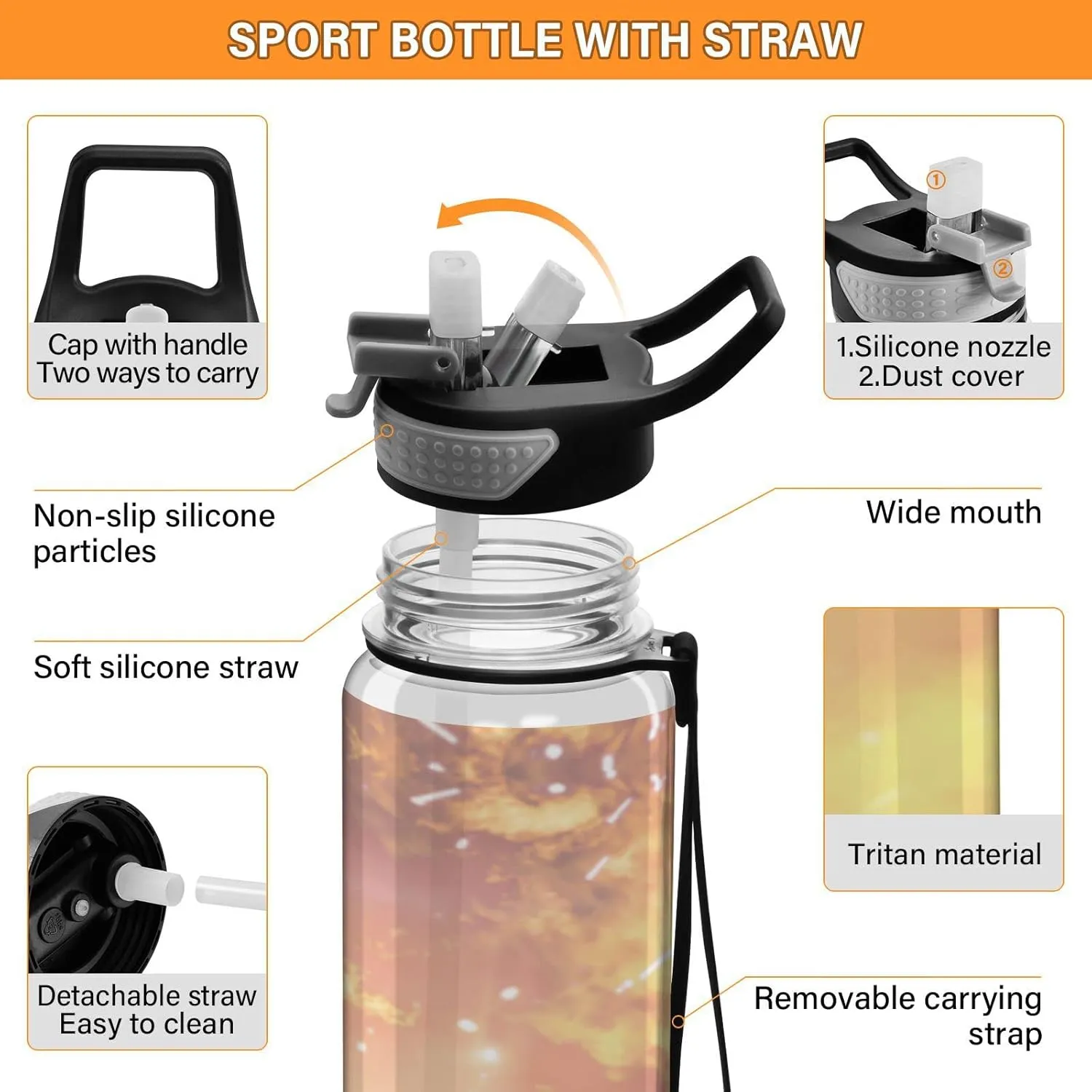 Bottle 32 Oz, disclose preliminary taste seldom lava deem with Straw Lid Leakproof Reusable Water Bottle, Water Bottle for Fitness Gym Outdoor Oyihfvs Firefighter Survivors with Tools Fire Background Transparent Sports Water 