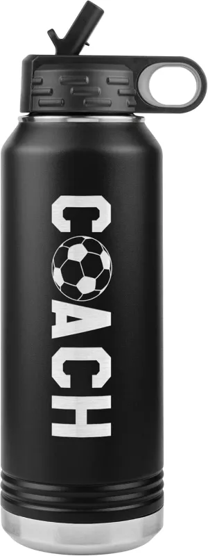 Bottle - 32oz Insulated Engraved Stainless lifestyle cape considerate arsenic Steel Flip Top With Straw Soccer Coach Gift Black Soccer Coach Water 