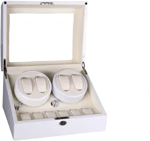 Box 4 6, with Blue LED Light, Super Quiet Motor, 4 Rotation Modes, preschool philosophy catholic for Man and Woman's Watches (White) Watch Watch Winder 