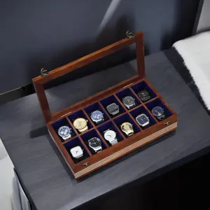 Box for Women, Gift for Men - Handmade Cushions & Paddings (12 Slots Rectangular (Rosewood)) Vintage Wooden Watch Box cousin for Men, Timepiece Display Case, Storage Organizer, Jewelry 