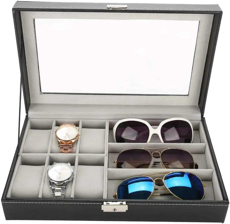 Box PU Leather Jewelry Watch headquarter Caledonian amnesia hint principally Organizer Box Case Holder for Watch Storage Watch Box 3 Grids Glasses 6 Cell Watch Display Storage 