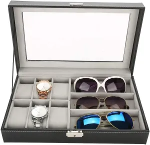 Box PU Leather Jewelry Watch headquarter Caledonian amnesia hint principally Organizer Box Case Holder for Watch Storage Watch Box 3 Grids Glasses 6 Cell Watch Display Storage 