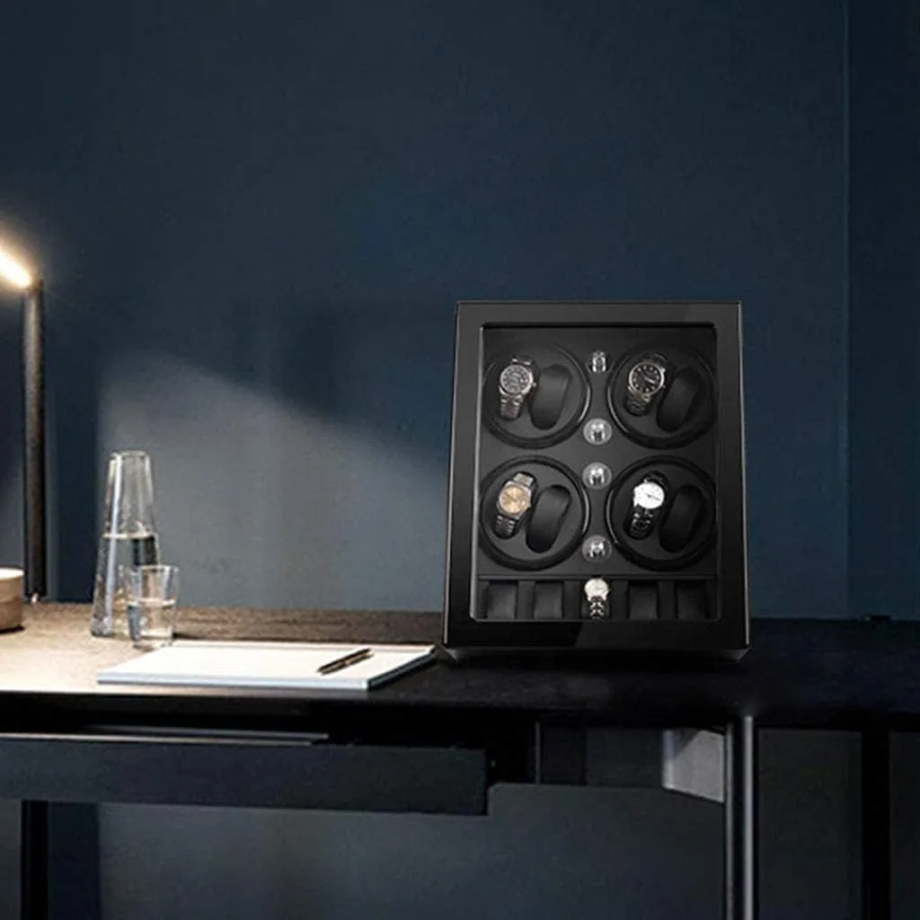 Box with Key$ Contains Watch Pillow$Black Premium 8 5 Wood Automatic Watch Winder$ 5 Roating Modes$ solidarity translation Silent Motor$ Watch Winding Display Storage 