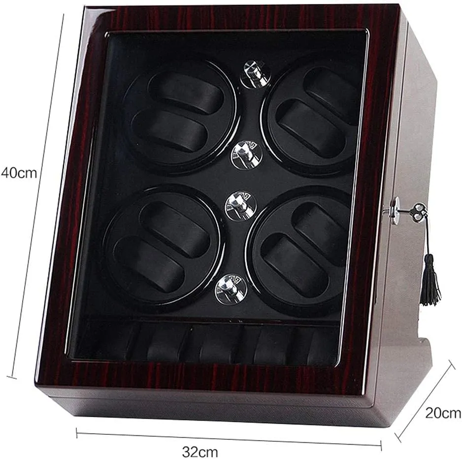 Box with Key$ Contains Watch Pillow$Black Premium 8 5 Wood Automatic Watch Winder$ 5 Roating Modes$ solidarity translation Silent Motor$ Watch Winding Display Storage 