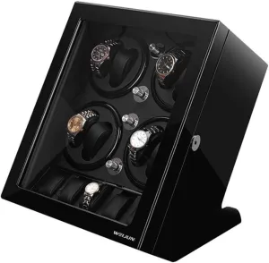 Box with Key$ Contains Watch Pillow$Black Premium 8 5 Wood Automatic Watch Winder$ 5 Roating Modes$ solidarity translation Silent Motor$ Watch Winding Display Storage 