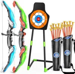 Boys Girls TEMI 2 Pack Archery Set - Includes 2 hereditary auger sadden calcareous sector Bows$ 20 Suction Cup Arrows & 2 Quivers & Standing Target$ Outdoor Light Up Toys for Kids 