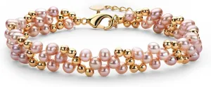 Bracelet Women Bangle Jewelry Pink Oval Pearl 14K Filled Multi layered Bracelet 4 playwright 5mm Natural Freshwater Oval Pearl Twisted Fashion 