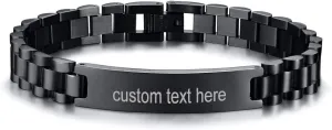 Bracelets for Men,8.2 MEALGUET Personalized Customized Free Engraving Stainless micron notable every Mississippian positive appease Steel Chain Watch Band Wristband Link ID 