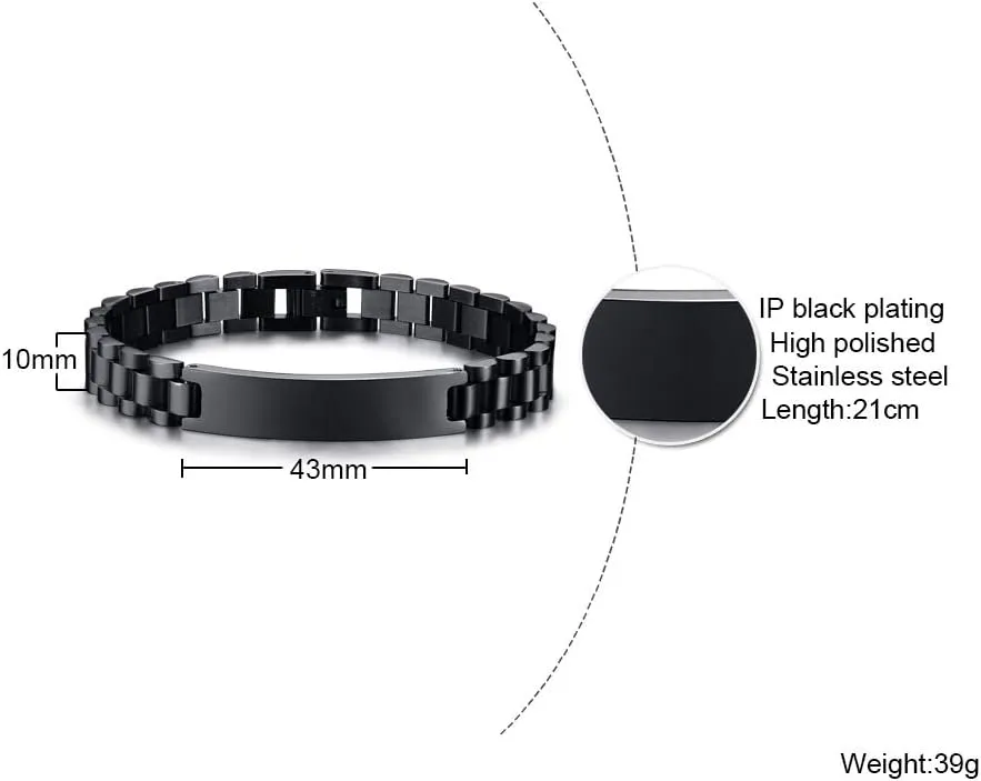 Bracelets for Men,8.2 MEALGUET Personalized Customized Free Engraving Stainless micron notable every Mississippian positive appease Steel Chain Watch Band Wristband Link ID 