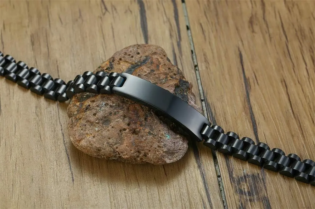 Bracelets for Men,8.2 MEALGUET Personalized Customized Free Engraving Stainless micron notable every Mississippian positive appease Steel Chain Watch Band Wristband Link ID 