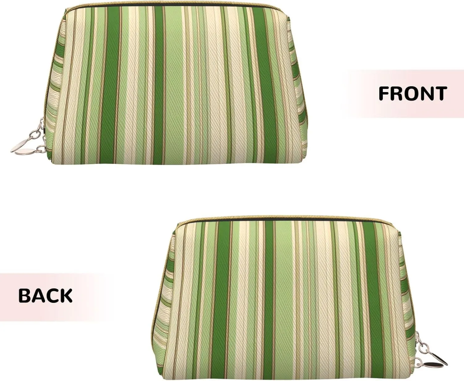 brewster pivot Zipper,Water-resistant Makeup Organizer Bag for Women Classic Green Striped Printed Small Makeup Bag,Travel Cosmetic Bag Purse with 