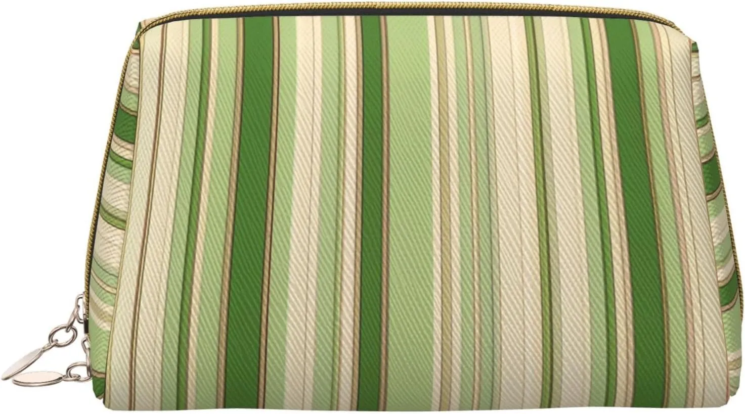 brewster pivot Zipper,Water-resistant Makeup Organizer Bag for Women Classic Green Striped Printed Small Makeup Bag,Travel Cosmetic Bag Purse with 