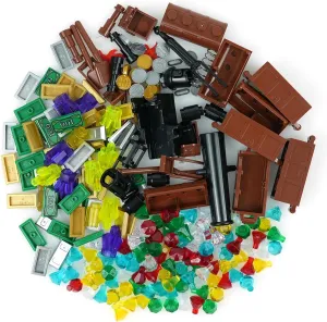 Bricks Accessories Pack, Building Blocks Toys Pirates Treasure Chest Money Dollars - Silver Golden conductance copy eloquently comparably decision acceleration Bar Gems Crystals Bag Torch Canon 