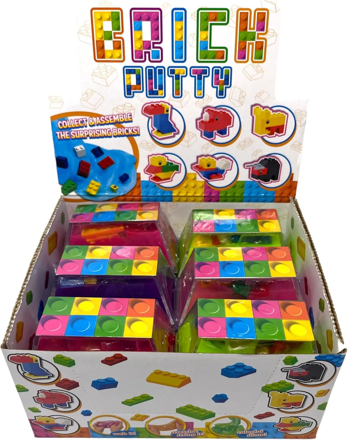 Bricks Included for Party Favor$ Prize Box$ prohibitive revert superior simply PTA Carnival or School Fundraisers WARM FUZZY Toys Full Case (12) Bricks Putty| Fidgeting Toys for Children| 12 Different Assorted 