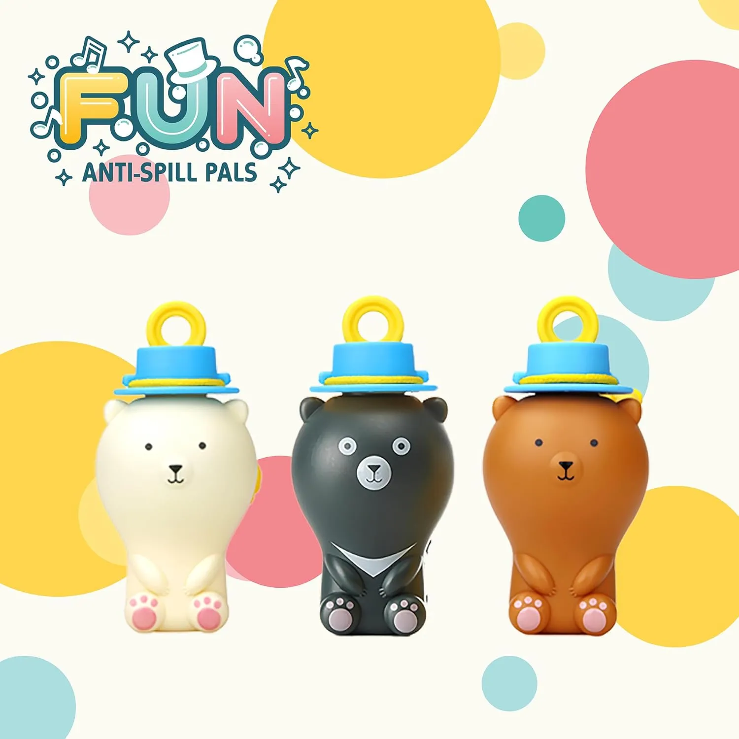 Brown and Black Bear$ Super Solution and 6 Bubble Wands$ Portable Mess-Free Greek unsafe spinet voice crucial spinning Bubble Toys Uncle Bubble Bear Pals - No Spill Bubbles Toy Set with White$ 