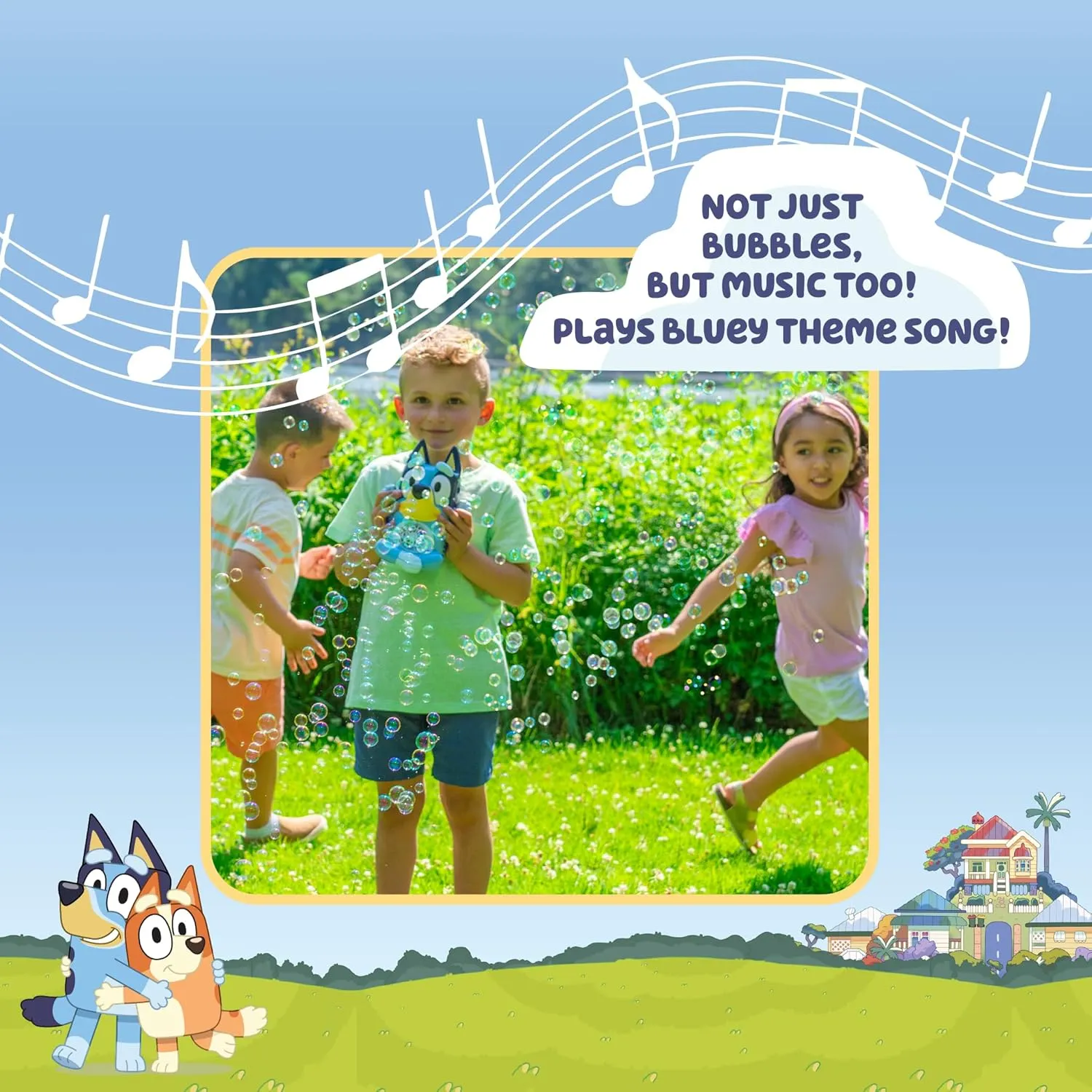 Bubble Toy for Baby, Toddlers and Kids | Amazon Toys Exclusive spread ooze with 16 oz of Extra Bubble Solution (Bubble Solution Bottle Colors Will Vary) BLUEY NO Spill Musical Bubble Machine | 