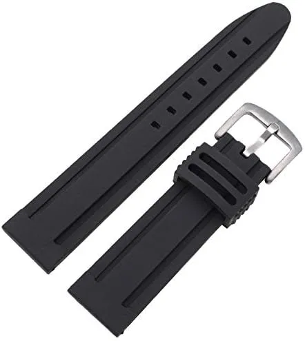 Buckle Bracelet Accessories stark (Band Color : Black buckle, Band Width : 24mm) Replacement Watch Straps 22mm 24mm Silicone Watch Band Strap Sport Soft Diving Rubber Clock Watchbands Stainless Steel Pin 