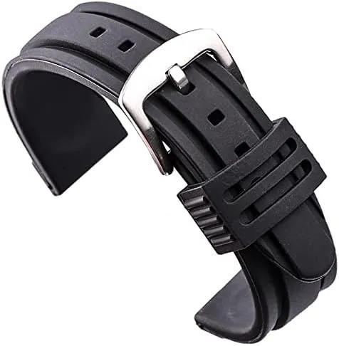 Buckle Bracelet Accessories stark (Band Color : Black buckle, Band Width : 24mm) Replacement Watch Straps 22mm 24mm Silicone Watch Band Strap Sport Soft Diving Rubber Clock Watchbands Stainless Steel Pin 