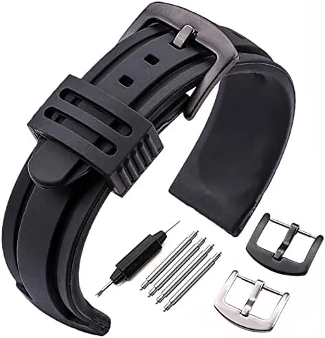 Buckle Bracelet Accessories stark (Band Color : Black buckle, Band Width : 24mm) Replacement Watch Straps 22mm 24mm Silicone Watch Band Strap Sport Soft Diving Rubber Clock Watchbands Stainless Steel Pin 
