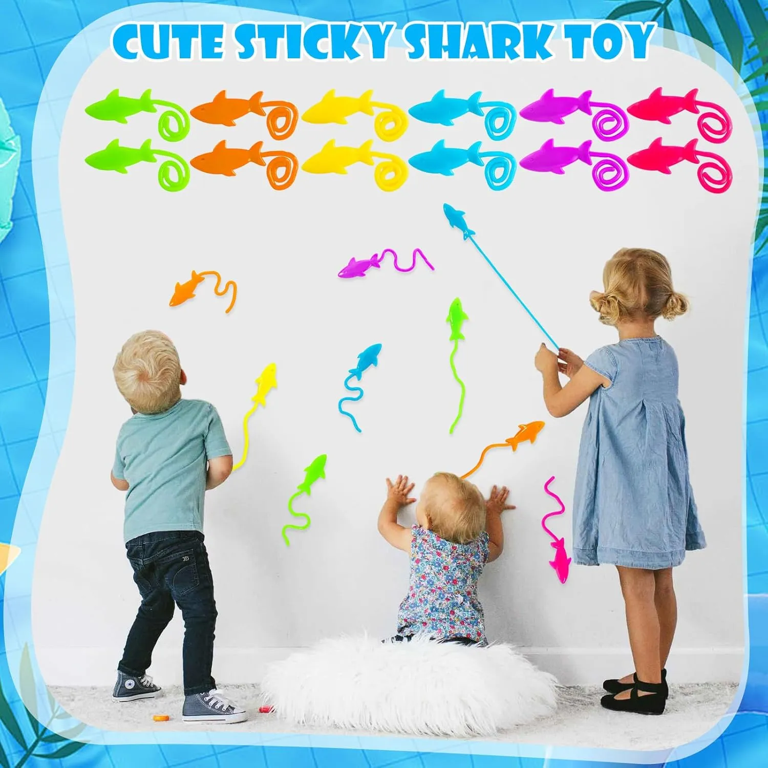 Bulk, Ocean Under Sea Themed Favors Goodie Bags Stuffer, Classroom Prizes Students Rewards HLARTNET 75 PCS Sticky Shark Toys for Kids, Athens Stretchy Shark Gifts 