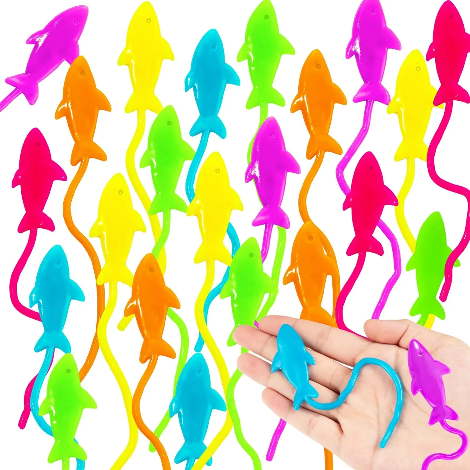 Bulk, Ocean Under Sea Themed Favors Goodie Bags Stuffer, Classroom Prizes Students Rewards HLARTNET 75 PCS Sticky Shark Toys for Kids, Athens Stretchy Shark Gifts 