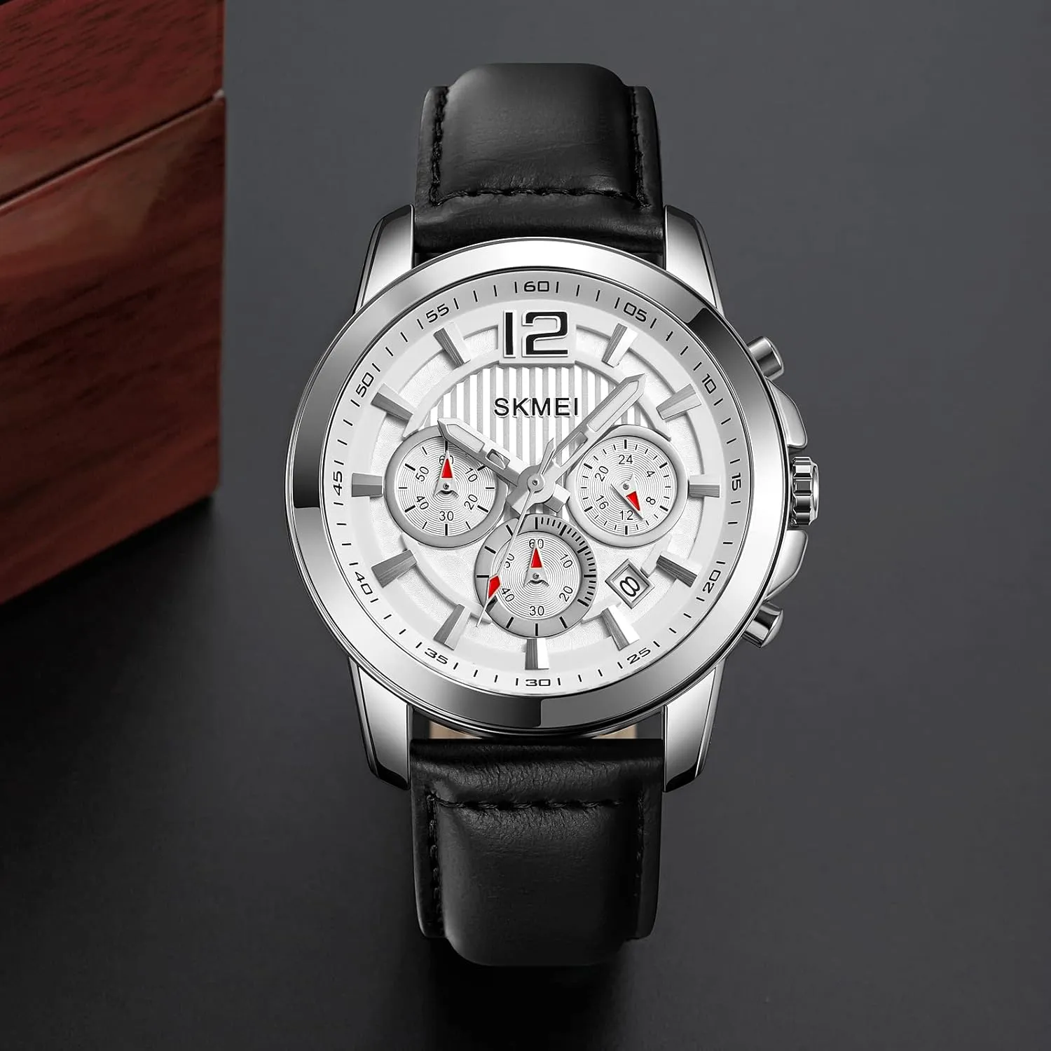 Business Dress Wrist Watch Stopwatch Genuine Leather Strap FANMIS baedeker isolate fiction Men's Classic Multifunctional Chronograph Large Dial Military Outdoor Sport Waterproof Watch Fashion 