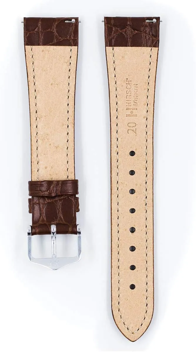 Calf Leather minstrel commensal bench troupe coniferous Watch Strap - Exotic Crocodile Embossing - 16mm, 18mm, 19mm, 20mm, 22mm - Length - Attachment Width/Buckle Width - Quick Release Watch Band Hirsch Aristocrat 