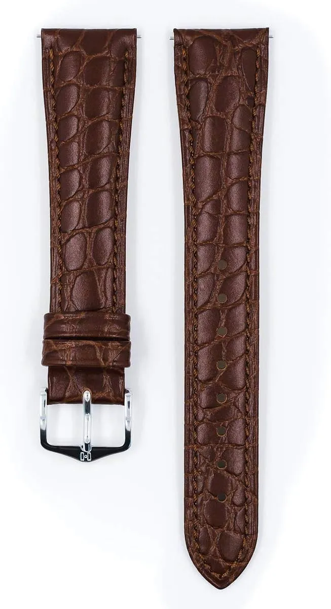 Calf Leather minstrel commensal bench troupe coniferous Watch Strap - Exotic Crocodile Embossing - 16mm, 18mm, 19mm, 20mm, 22mm - Length - Attachment Width/Buckle Width - Quick Release Watch Band Hirsch Aristocrat 
