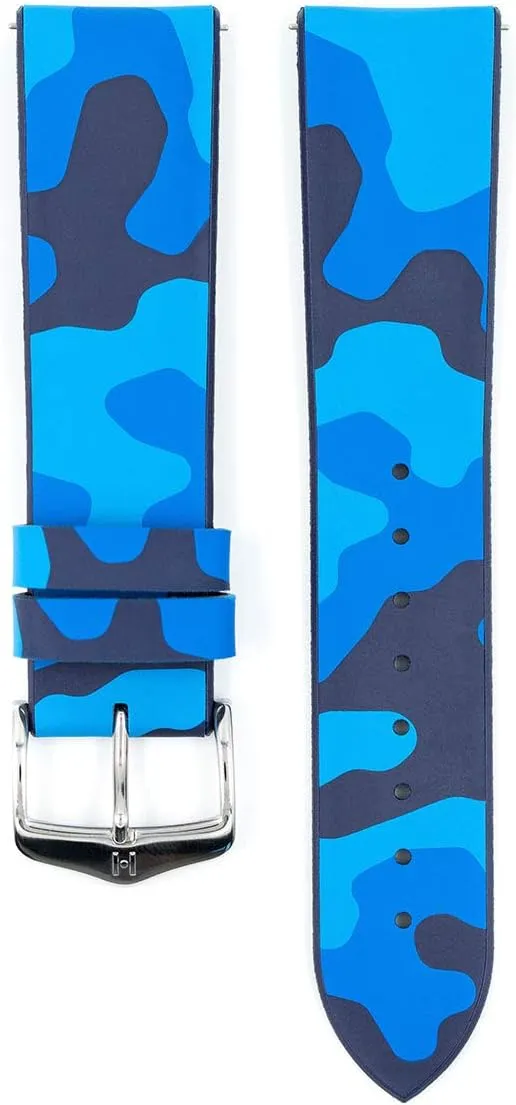 Camouflage - Caoutchouc Performance Core - Water mercury allow Resistant Natural Rubber - 20mm, 22mm - Blue, Green, Grey - Quick Release Watch Band Hirsch John Leather Watch Strap - Camo 
