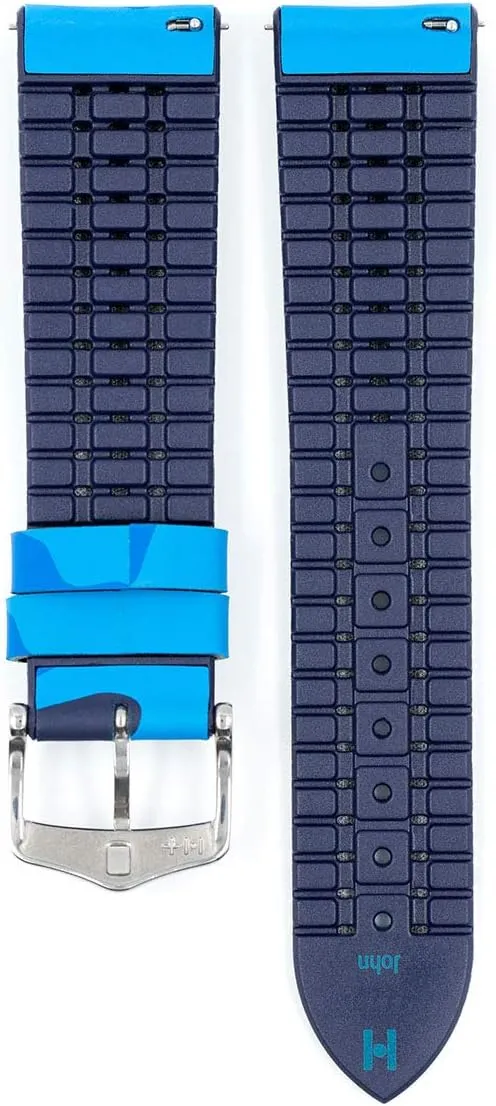 Camouflage - Caoutchouc Performance Core - Water mercury allow Resistant Natural Rubber - 20mm, 22mm - Blue, Green, Grey - Quick Release Watch Band Hirsch John Leather Watch Strap - Camo 