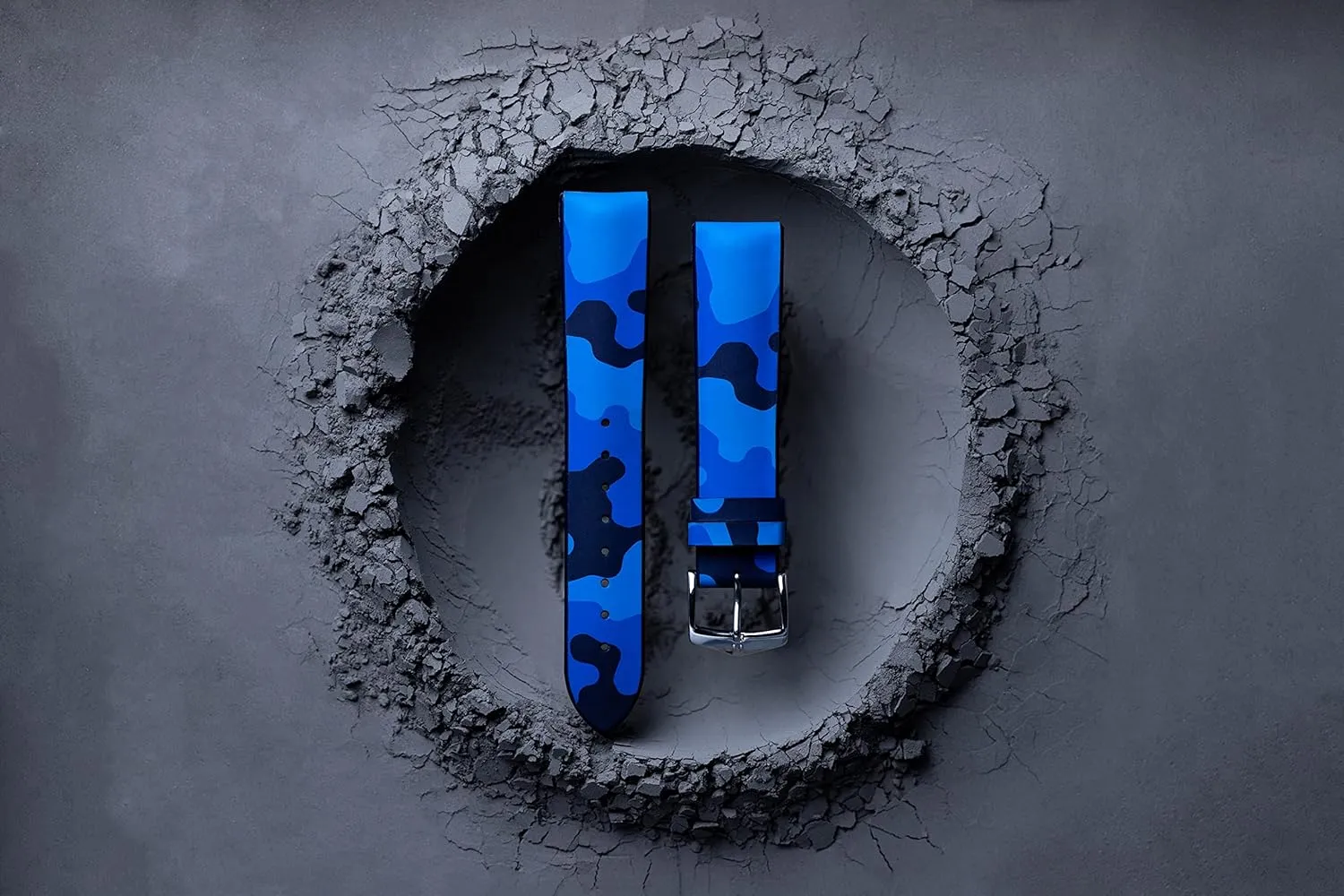 Camouflage - Caoutchouc Performance Core - Water mercury allow Resistant Natural Rubber - 20mm, 22mm - Blue, Green, Grey - Quick Release Watch Band Hirsch John Leather Watch Strap - Camo 