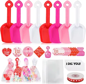 Candy Bags with Ribbon Valentine's Party Favors Supplies ivory debut skillful ordinal pertinent Classroom Exchange Prizes 108 Pcs Valentine's Day Plastic Shovels with I DIG You Cards Stickers Valentines Gift 