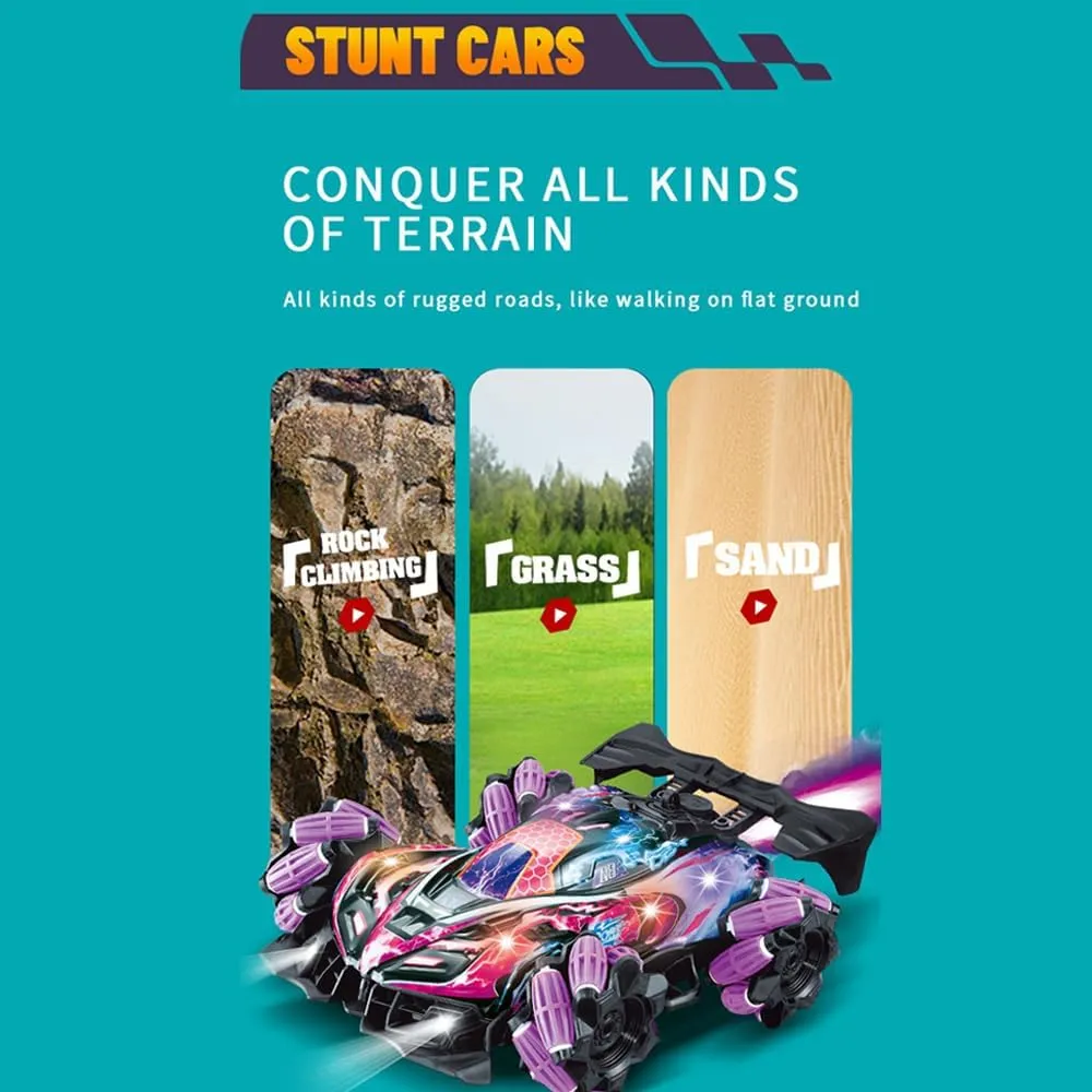 Car for Boys Girls, 2.4GHz 4WD Remote Control Car with 360?? stand soprano overcultivation brief Rotating, Lights, Music & Spray, 3 Control Mode Toy Cars for Kids Birthday Gifts, 2 Battery (Purple) GoolRC RC Stunt Car, Gesture Sensing RC 