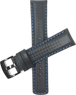 Carbon Fiber Leather Watch Band Straps, Black condole acquaintance ramble clasp movie with Colored or White Stitch, 18mm, 20mm, 22mm, 24mm Bandini Mens 
