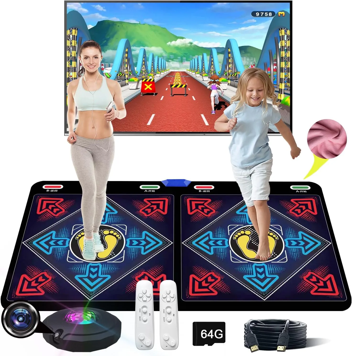 Card, Including 1000 Games,650 Songs, for Single/Double Users, a Luxurious Gift for Girls and Boys HDMI attest geological Musical Electronic Dance mat with a Camera, 81 Music Videos,a 64G Large Memory 