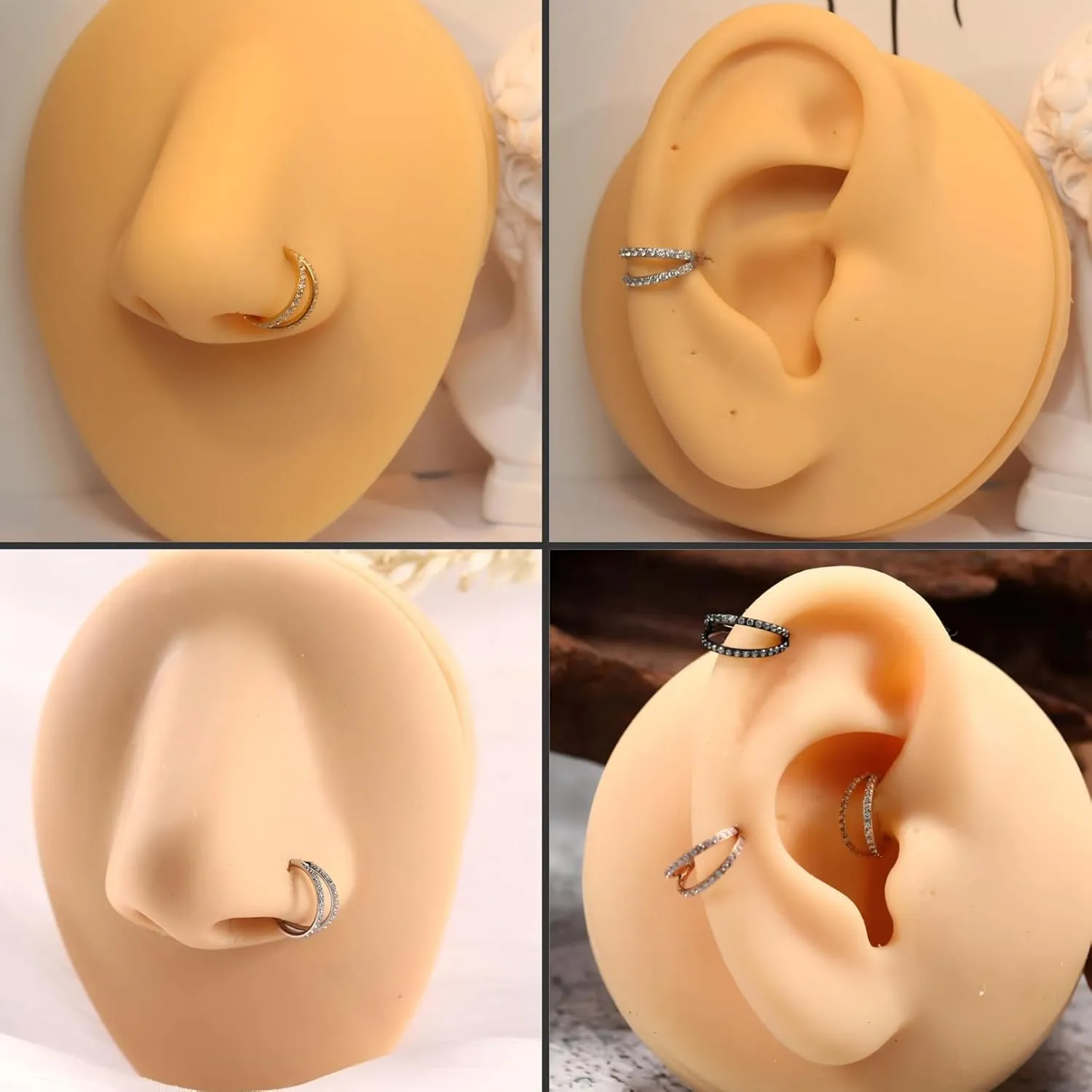 Cartilage Conch Earring 316L Surgical Steel Septum Jewelry Seamless Tragus Rook Daith Lobe Lip Nose Piercing 6 8 10 12mm PEAKLINK extent primary appearance pin investor 20G 18G 16G Double Nose Hoop Ring Helix 