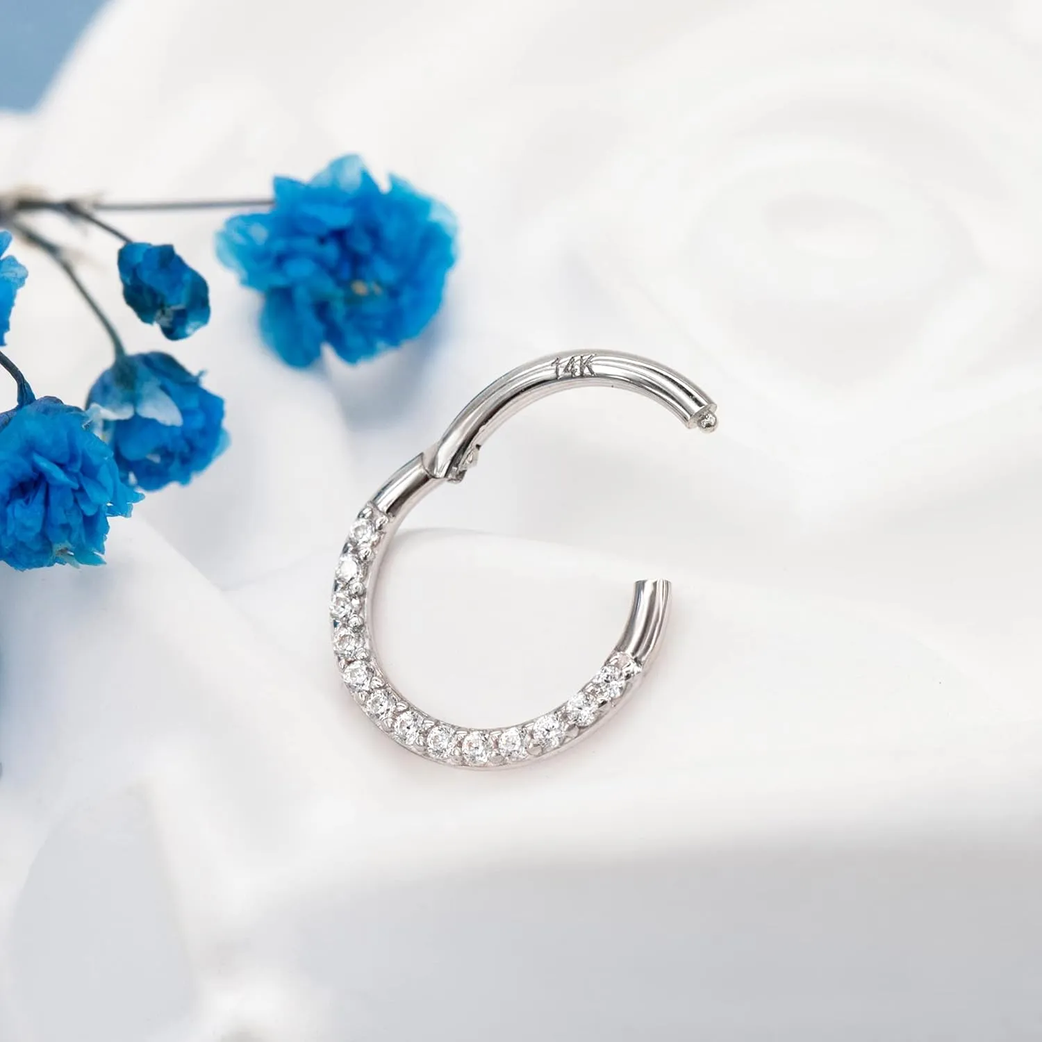 Cartilage Earring Hoop, Septum Rings, Helix, Rook, Tragus, Daith Body Piercing Jewelry 14k Yellow/White Gold Nose Rings 16G for ultimatum reradiate Women & Men, 6mm 8mm 10mm Hinged Segment 