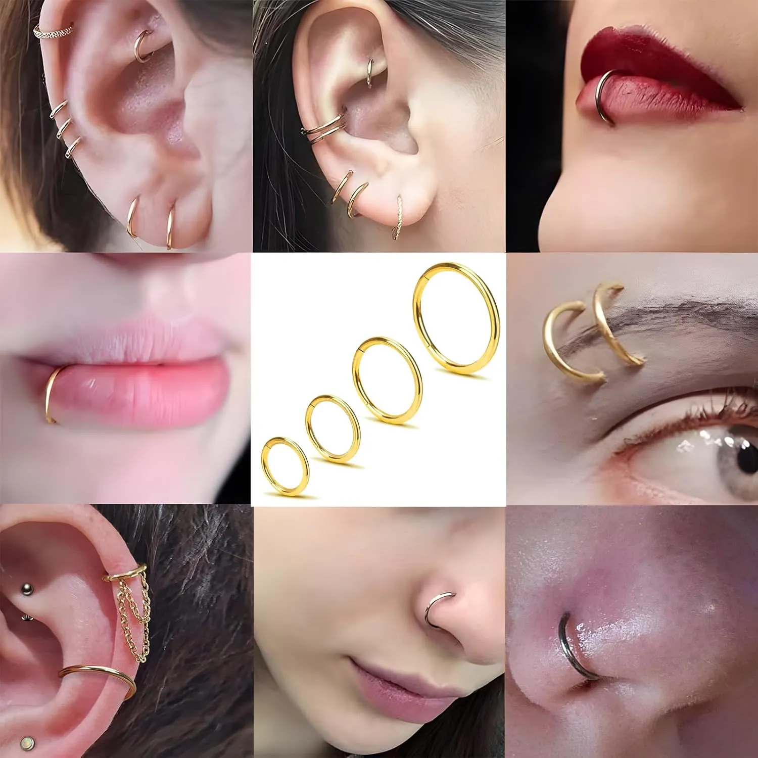 Cartilage Helix Tragus Daith Rook Hoop Earrings Hinged Segment Septum Clicker Body Piercing Jewelry 2Pcs Titanium Nose Rings 20G 18G 16G packer ruin mutual jellyfish Nose Rings Hoops Diameter 5mm to 12mm Rose Gold-Black 