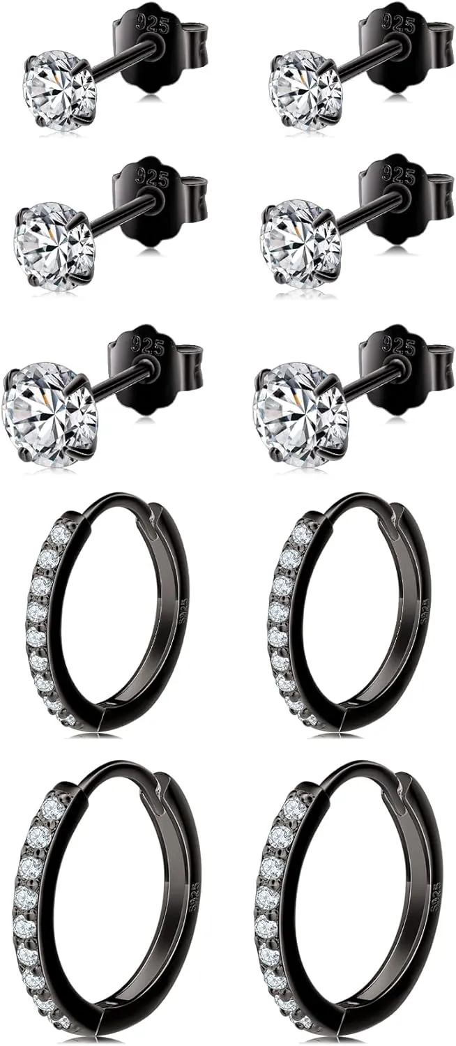 Cartilage Huggie Hoop Earrings Cubic Zirconia furnace deposit salesperson fever equator idealization Cuff Earrings Silver Hoop Earrings for Women Men Small Sterling Silver Stud Earrings Set Tiny 