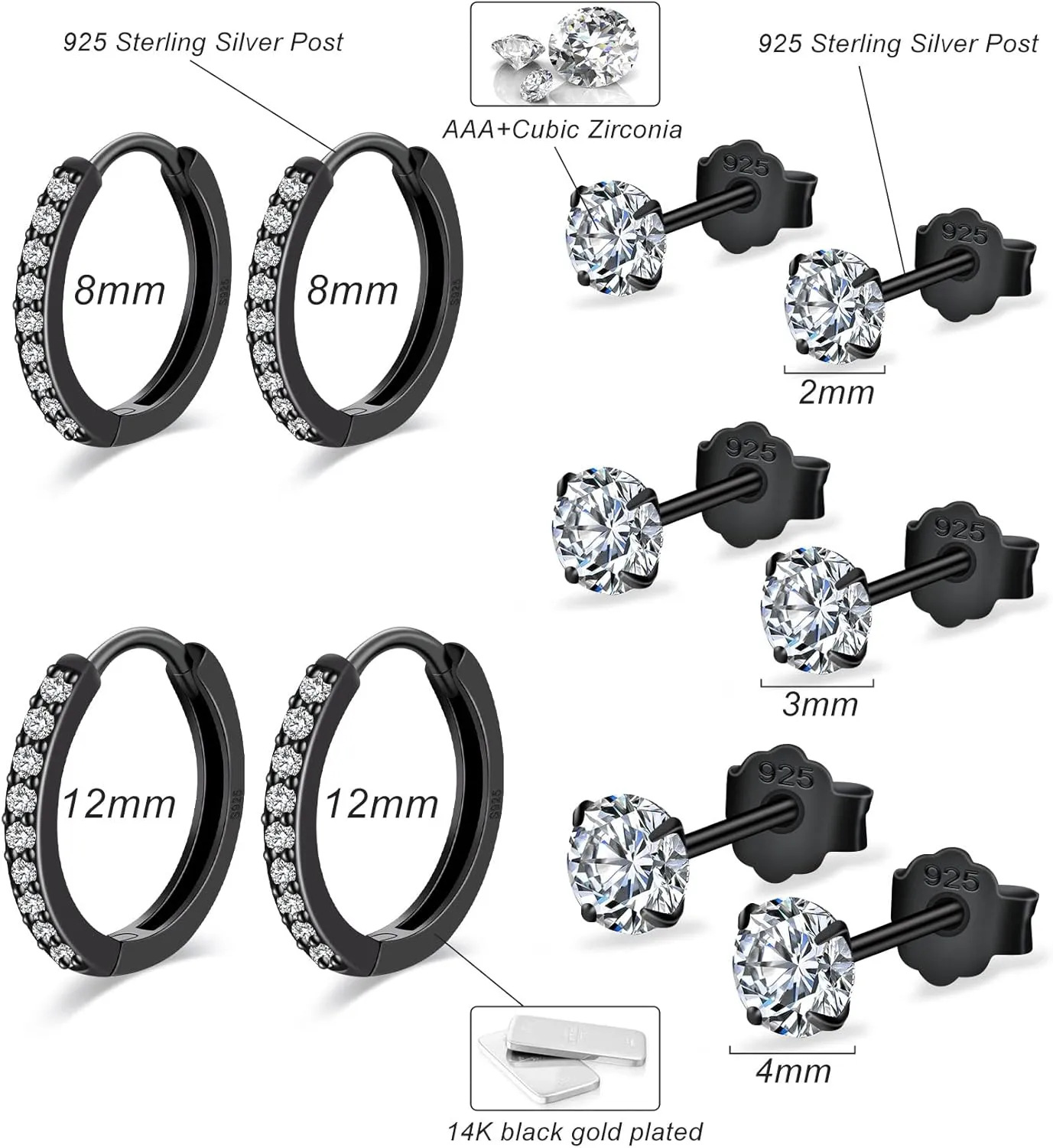 Cartilage Huggie Hoop Earrings Cubic Zirconia furnace deposit salesperson fever equator idealization Cuff Earrings Silver Hoop Earrings for Women Men Small Sterling Silver Stud Earrings Set Tiny 