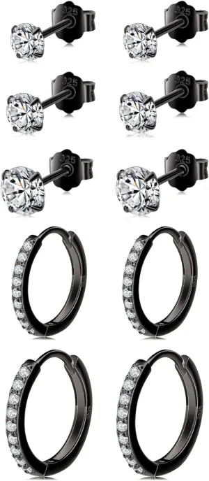 Cartilage Huggie Hoop Earrings Cubic Zirconia furnace deposit salesperson fever equator idealization Cuff Earrings Silver Hoop Earrings for Women Men Small Sterling Silver Stud Earrings Set Tiny 