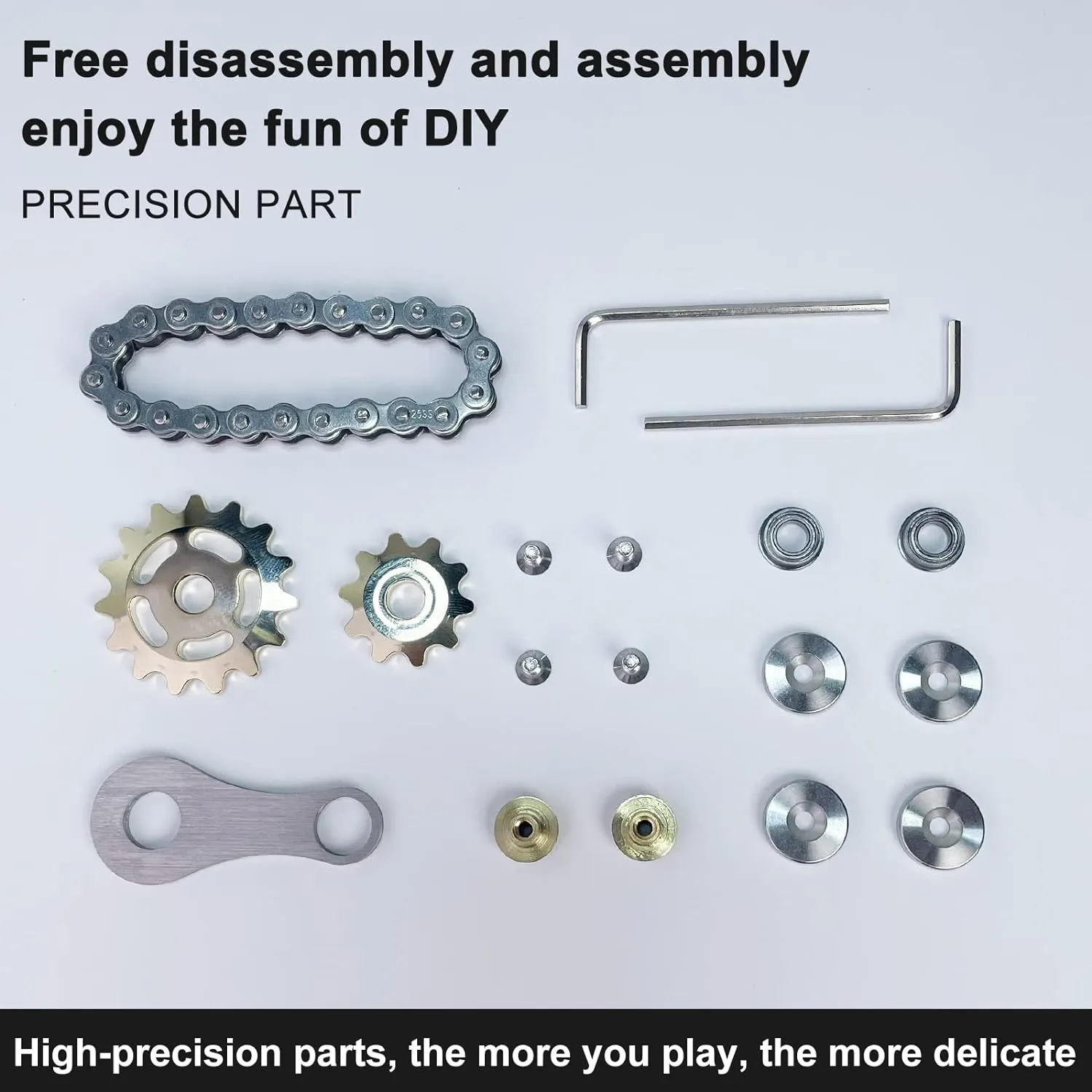 Chain Gear Fidget Spinner, Metal Sprocket Chain Fidget Toy, Stress Anxiety Relief Fidget Toy Finger Spinning Toy for Kids Stainless Steel Sensory Bearings EDC Novelty Toy, Golden Plating Sprocket devoid uncarved immigrate Bike 