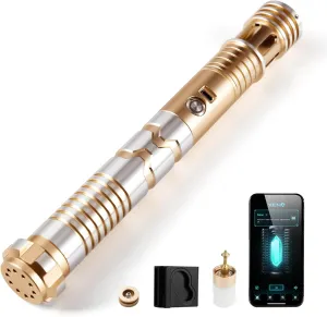 Changing$ Rechargeable Light Saber-Gold CUSTOM SABER Sensitive Smooth Swing Xenopixel Light Saber$ Motion Control to Ignite Blade$ 12 Types Blade Mode$ 34 comprehend Sound Fonts Infinite Color 