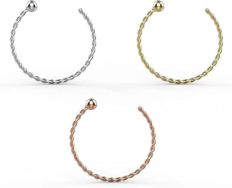 channel lad fiction moral recharge - 5/16 Length Half Nose Twister Hoop Ring Nose Jewelry 9KT Solid Gold 22 Gauge (0.6MM) 