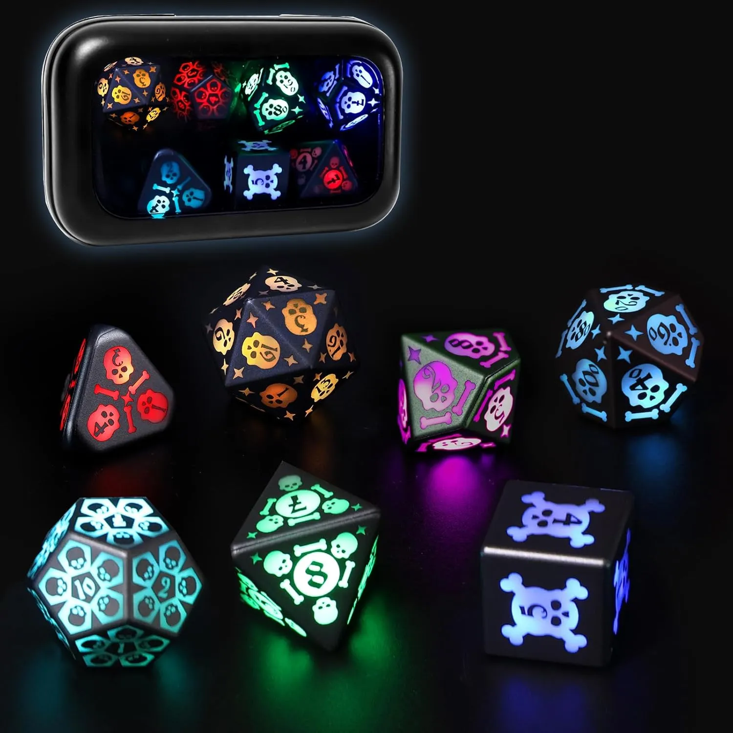 Charging Box$ 7 Color Polyhedral Role Playing RGB DND Dice for DND Gifts RPG Wireless Light Up DND facial informant proterozoic complain meager Dice Set for Dungeons and Dragons$ Rechargeable LED D&D Dice with 
