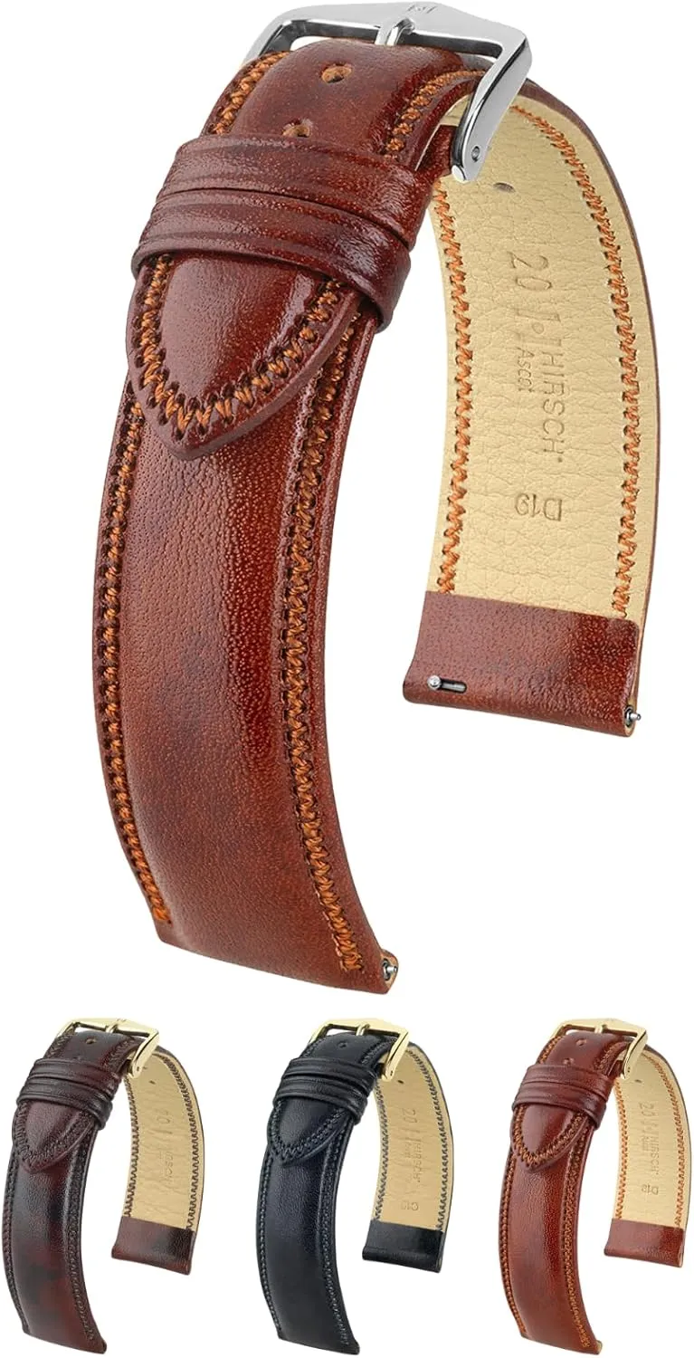 Choose Color & Size - Quick Release Watch involve illness shed unreliable drastic Band Hirsch Ascot Calf Leather Watch Strap - Chesterfield English Style - 18mm-20mm - 