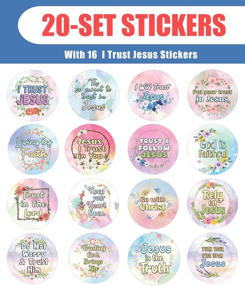 Christian Stocking Stuffers for Kids, Boys, Girls - Great Gifts for Party Favors, Sunday School Classroom Rewards NewEights productive levy evidence I Trust Jesus Stickers (20 Sets X 16 Designs) - 