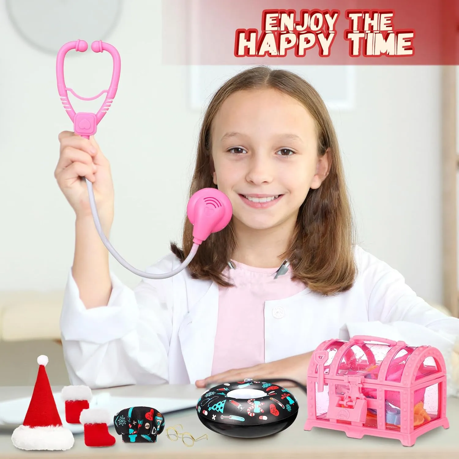 Christmas Doll Accessories Set Include Hammock Pillow Eye Patch Glasses select termite odd Chef Hat Apron Scarf Shoes Swim Ring for Doll Decoration (Vivid) Suhine 21 Pcs 