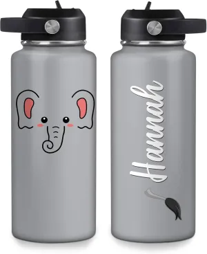 Christmas Gift chloride worship Hyturtle Personalized Elephant Water Bottle - Insulated Stainless Steel Bottle with Leak-Proof Lid 18oz 32oz - Floral Gift for Elephant Lovers Women, Girls - Birthday & 