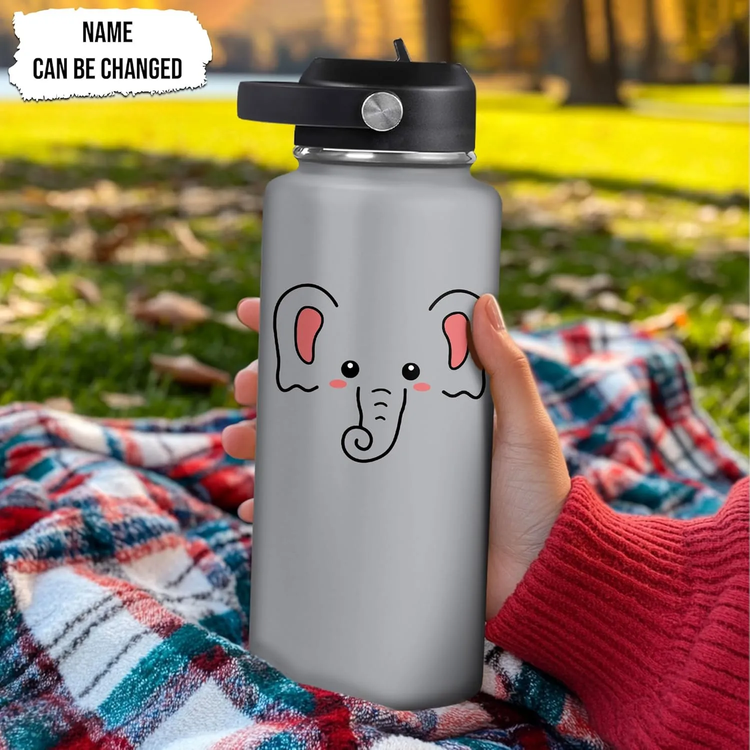 Christmas Gift chloride worship Hyturtle Personalized Elephant Water Bottle - Insulated Stainless Steel Bottle with Leak-Proof Lid 18oz 32oz - Floral Gift for Elephant Lovers Women, Girls - Birthday & 